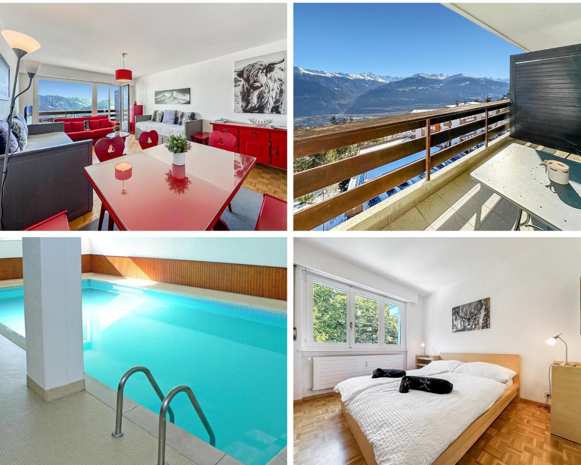 Pied-A-Terre In Crans-Montana, Pool And View - Swiss Alps Daire Dış mekan fotoğraf